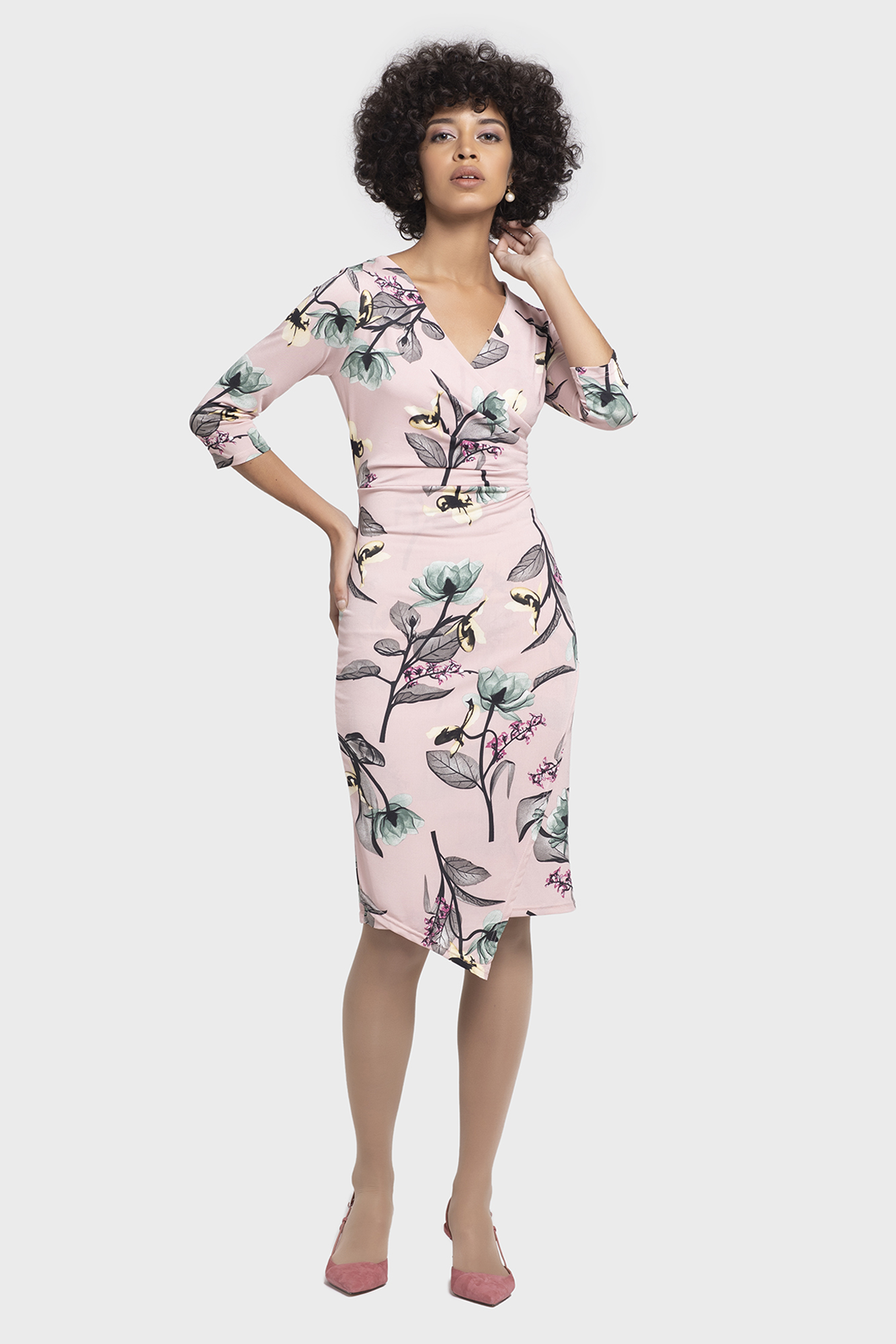 Silky Pink Flower Dress for Women - LBV Fashion