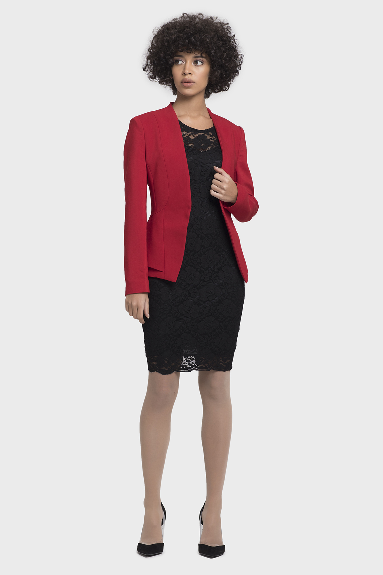 red peplum jacket for women