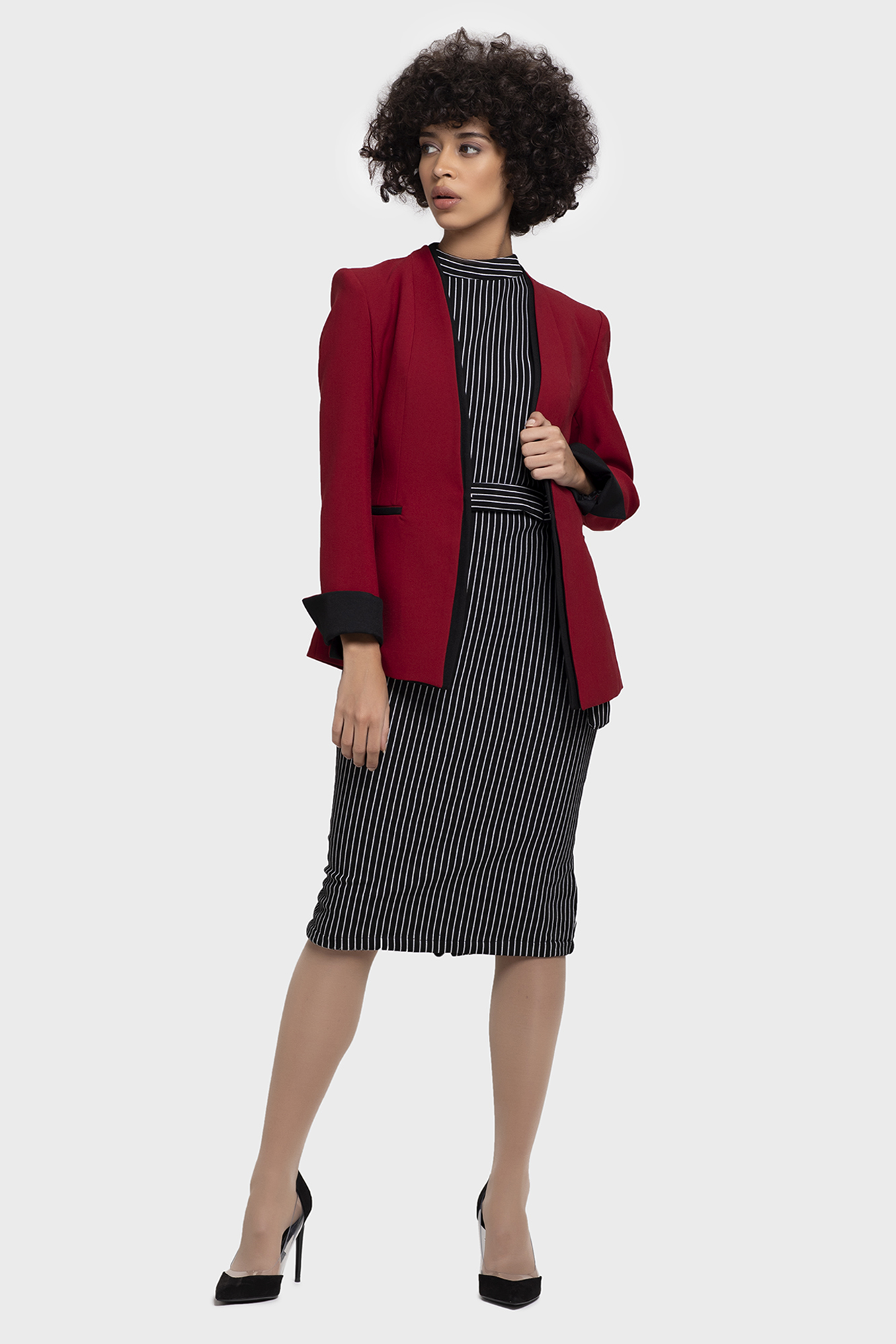 red lapel cuff jacket - lbv fashion