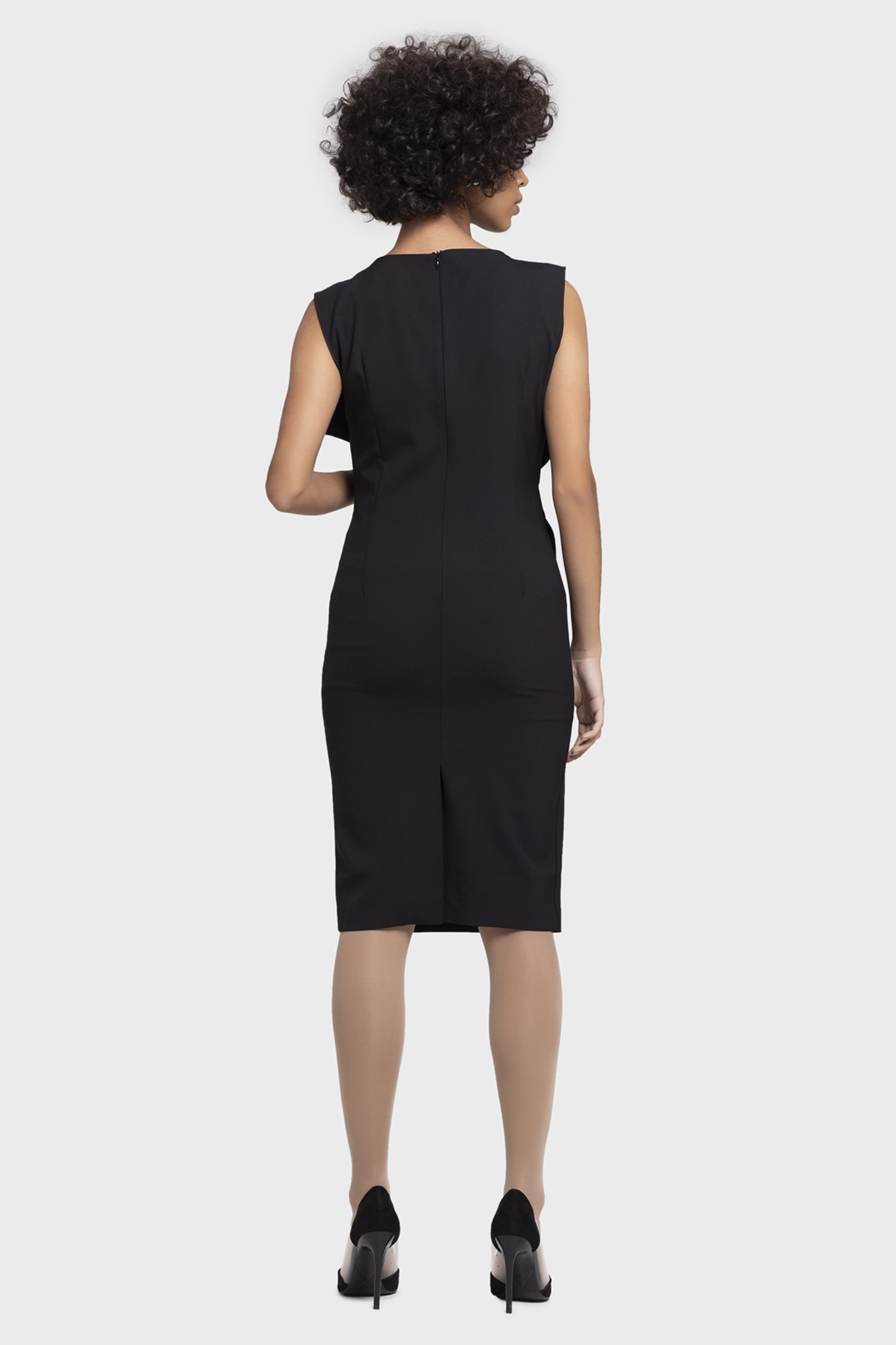 Lux Cape Draping Shirring Women Workwear Dress - LBV Fashion