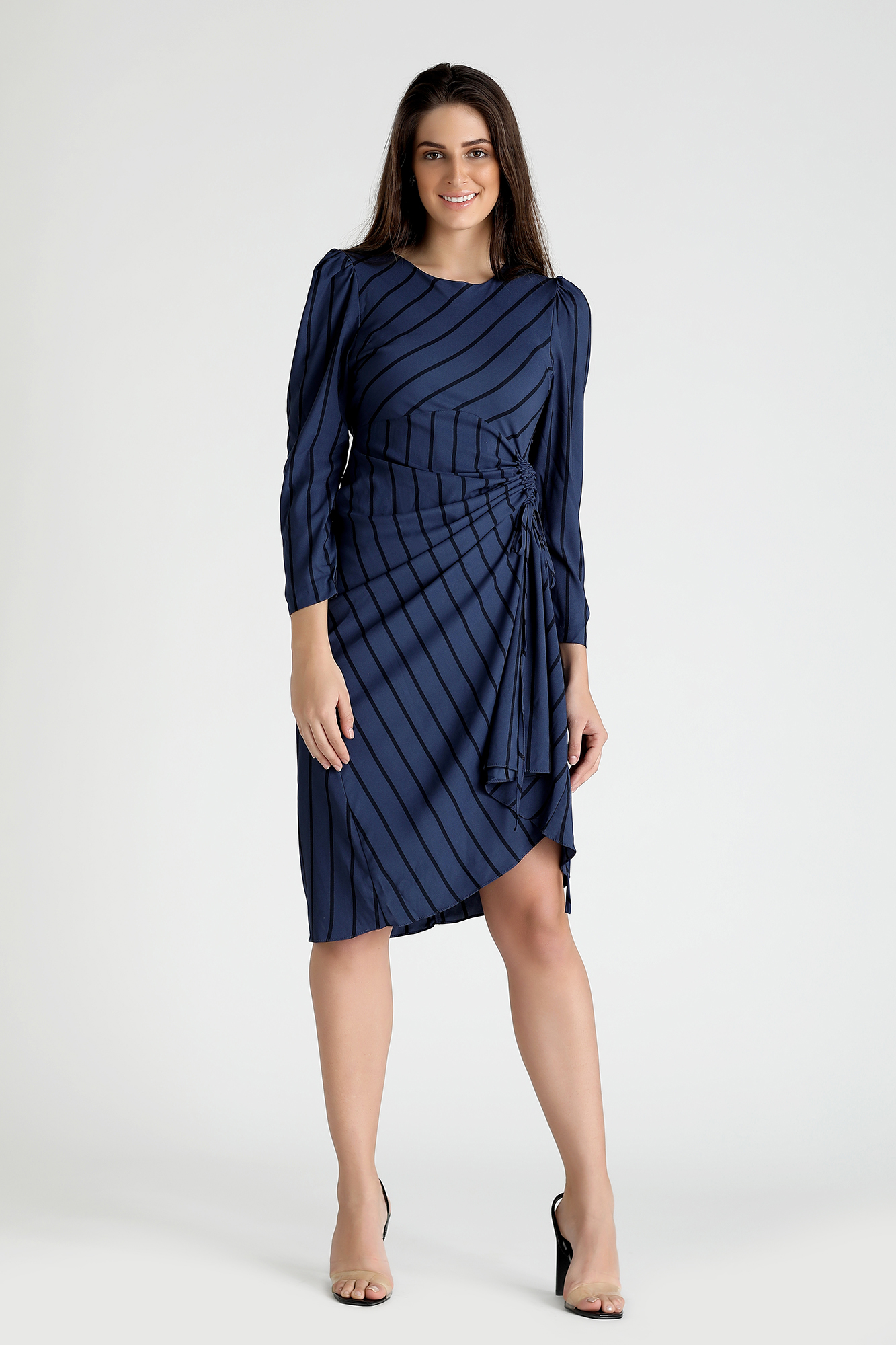 Blue Stripped Long String Dress For Women's Clothing Workwear - LBV Fashion