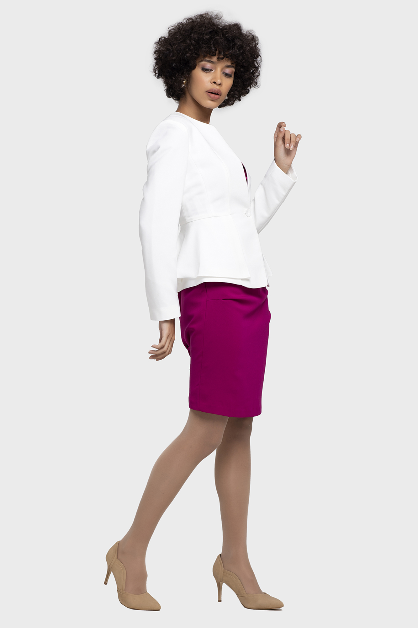 White Peplum Jacket | LBV Fashion