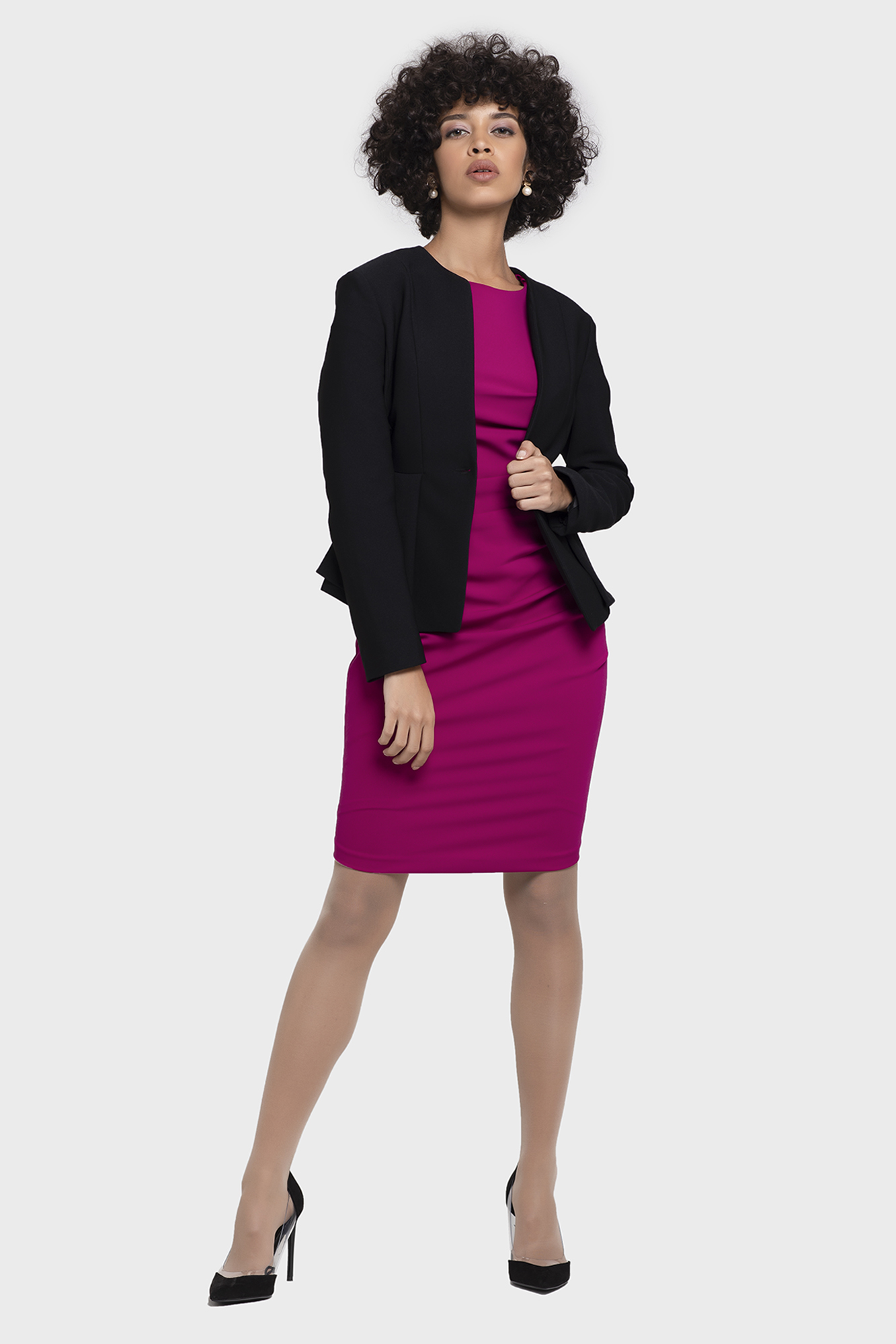 Petite Black Peplum Jacket - LBV Fashion