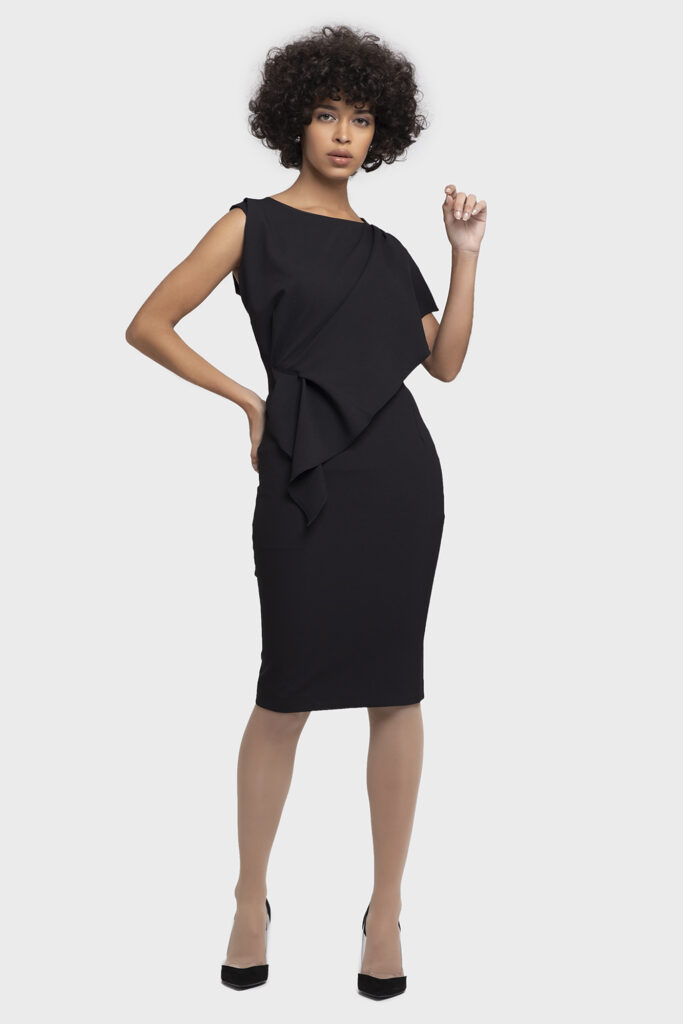 Lux Cape Draping Shirring Dress for Women - LBV Fashion