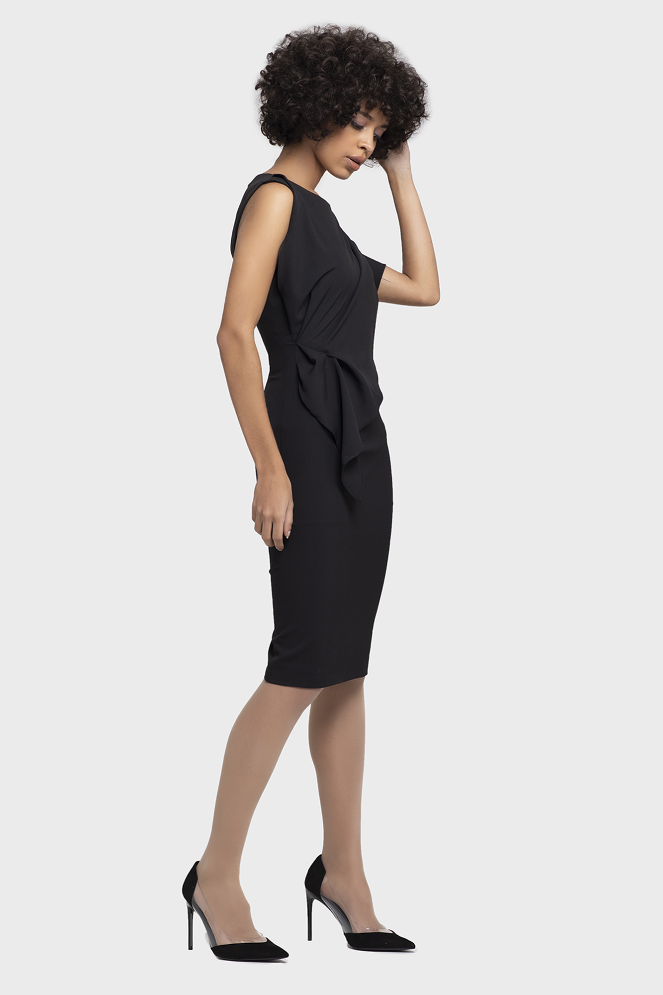 Lux Cape Draping Shirring Formal Occasion Dress for Women - LBV Fashion