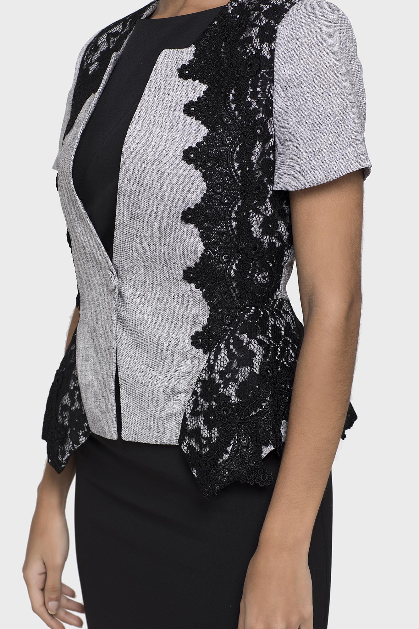 Petite Elegant Lace Gray Jacket - LBV Fashion