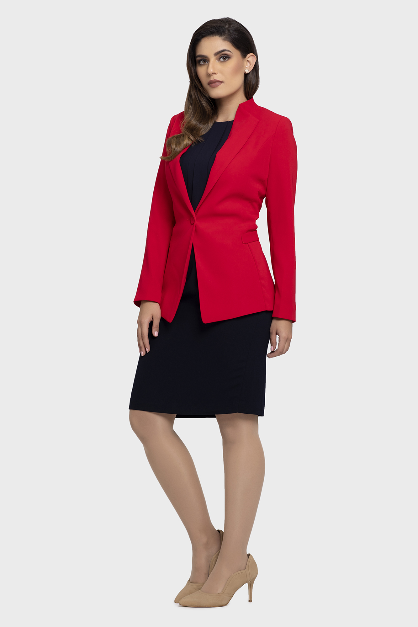 womens workwear red jacket by LBV Fashion