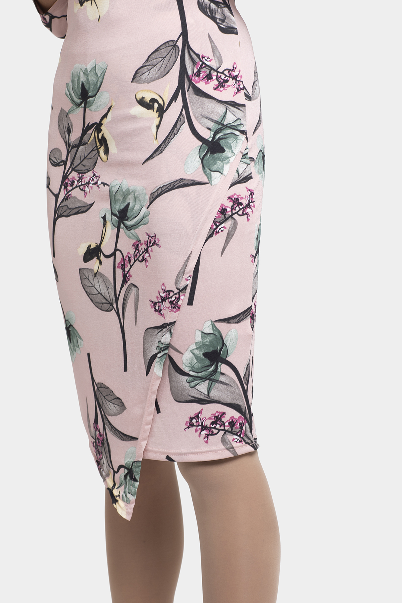 Silky Pink Flower Workwear Dress For Women - LBV Fashion