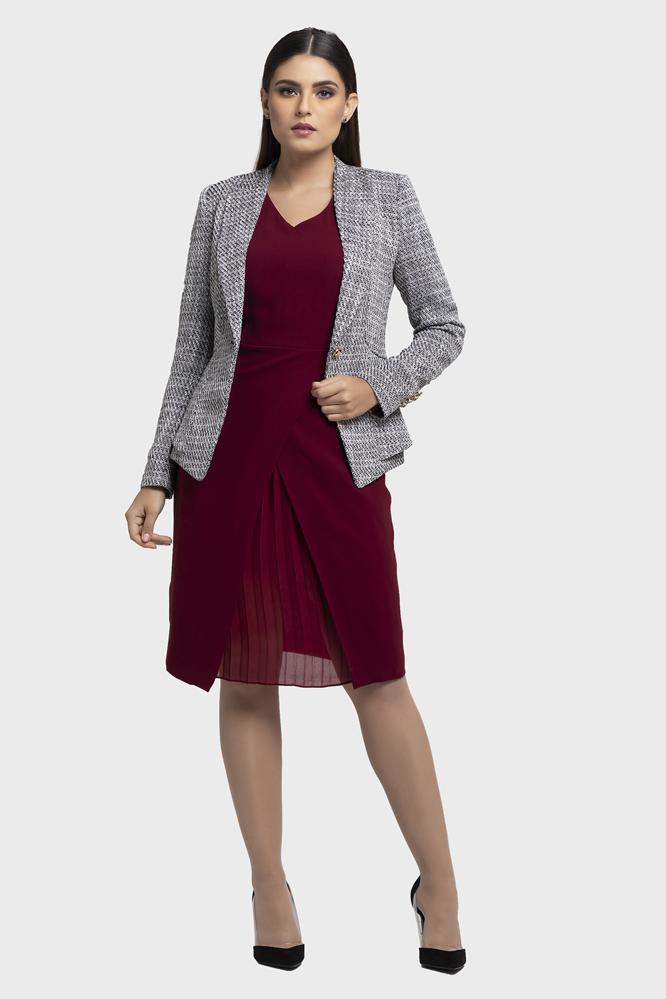 Gray Tweed Jacket For Women