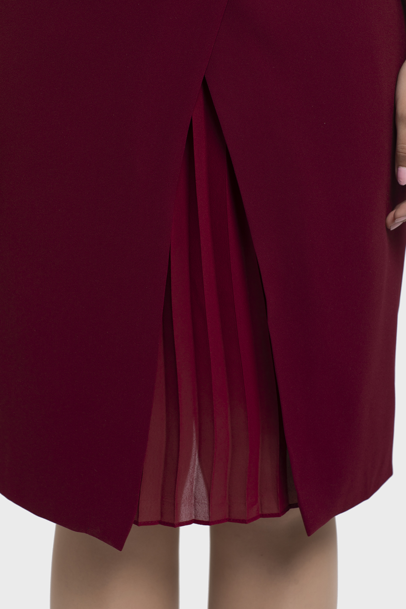 Gold Ring Belt Pleated Wrap Dress - Image 6