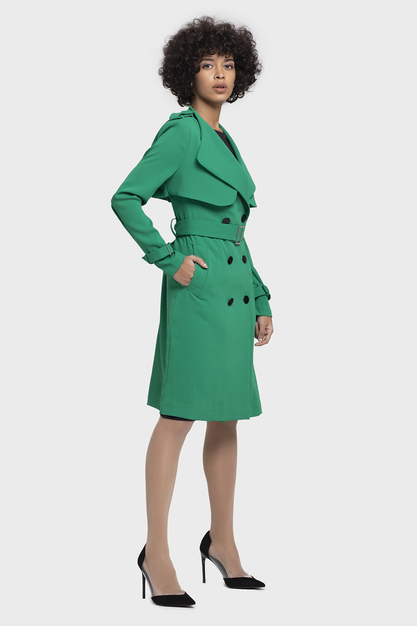 womens green trench coat