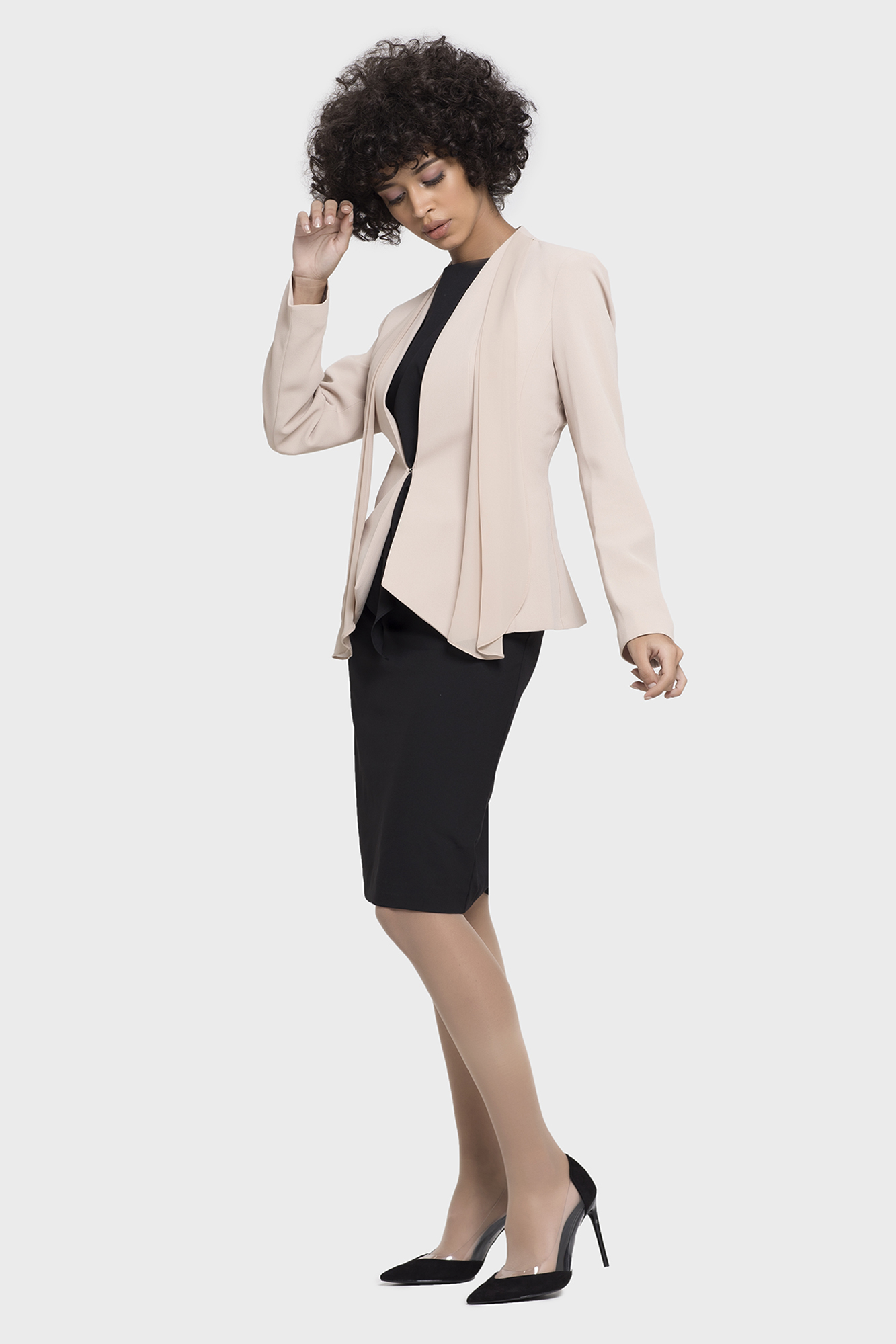 beige chiffon scarf jacket for women