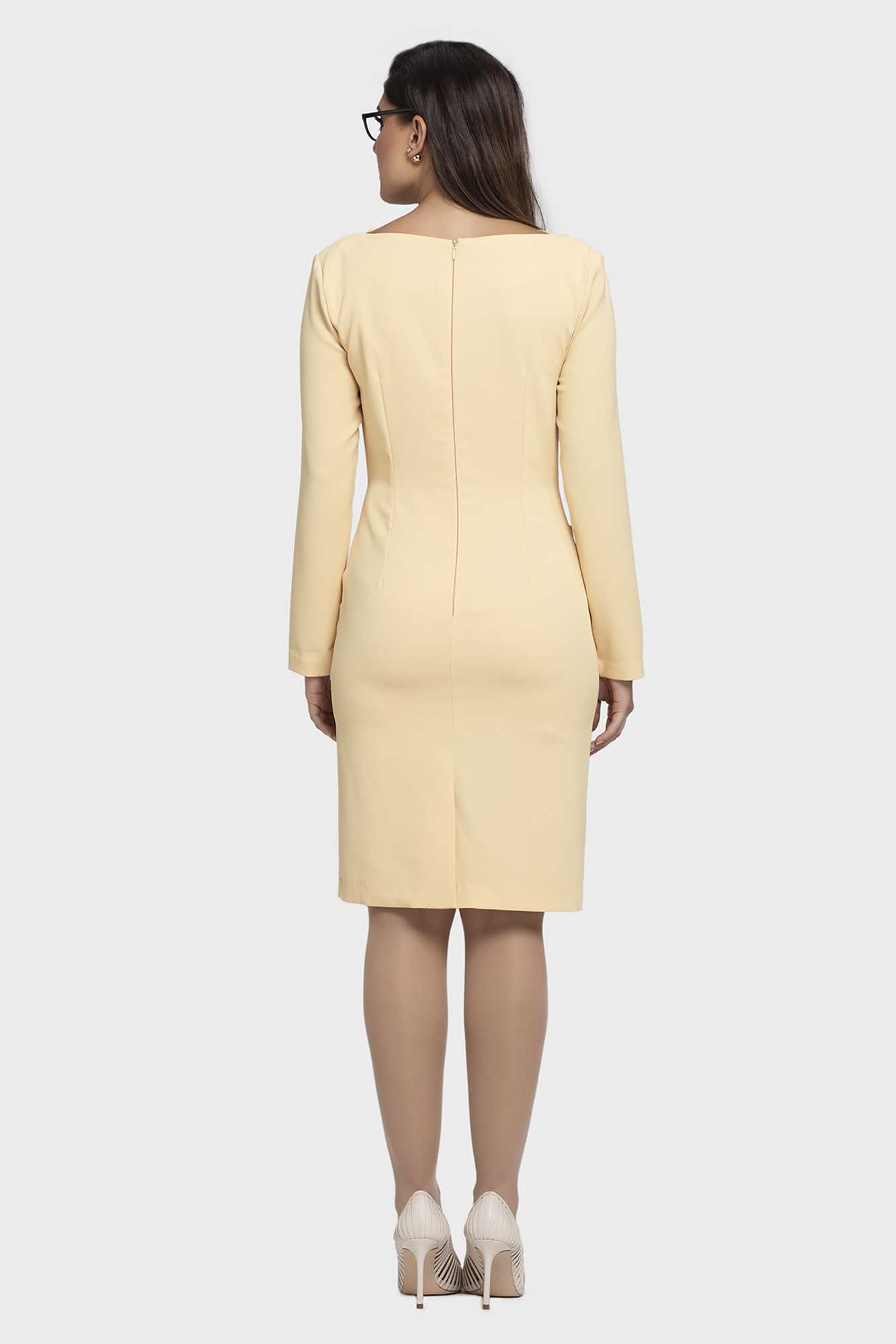 Yellow Cowl Neck Dress - Shearing Dress For Women - LBV Fashion